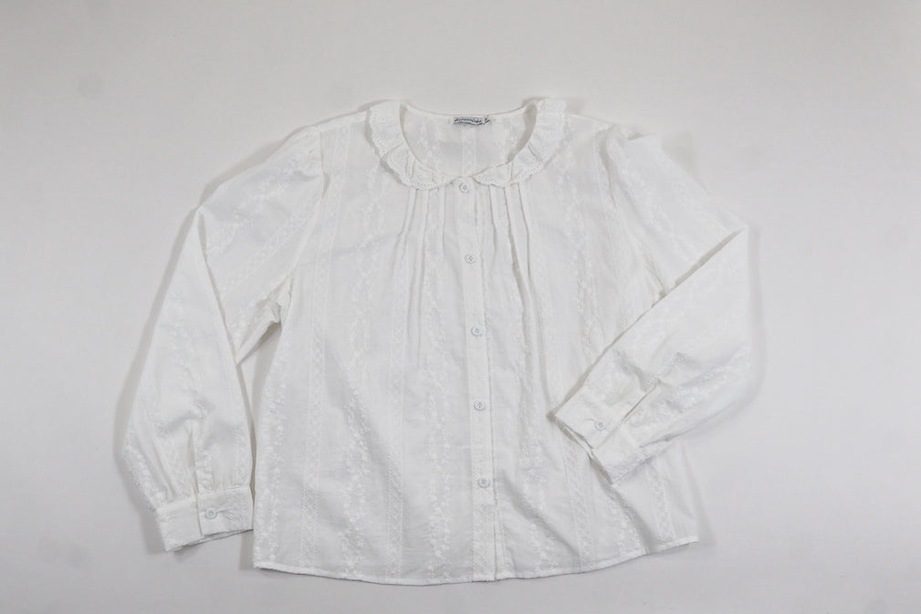 Pintuck Ruffle Collar Shirt