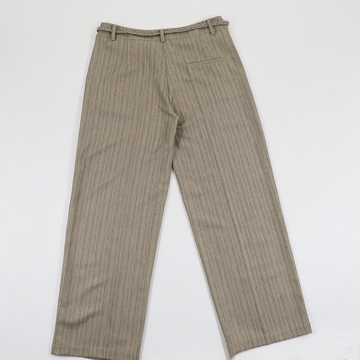 Herringbone Belted Wide Leg Pant
