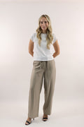 Herringbone Belted Wide Leg Pant