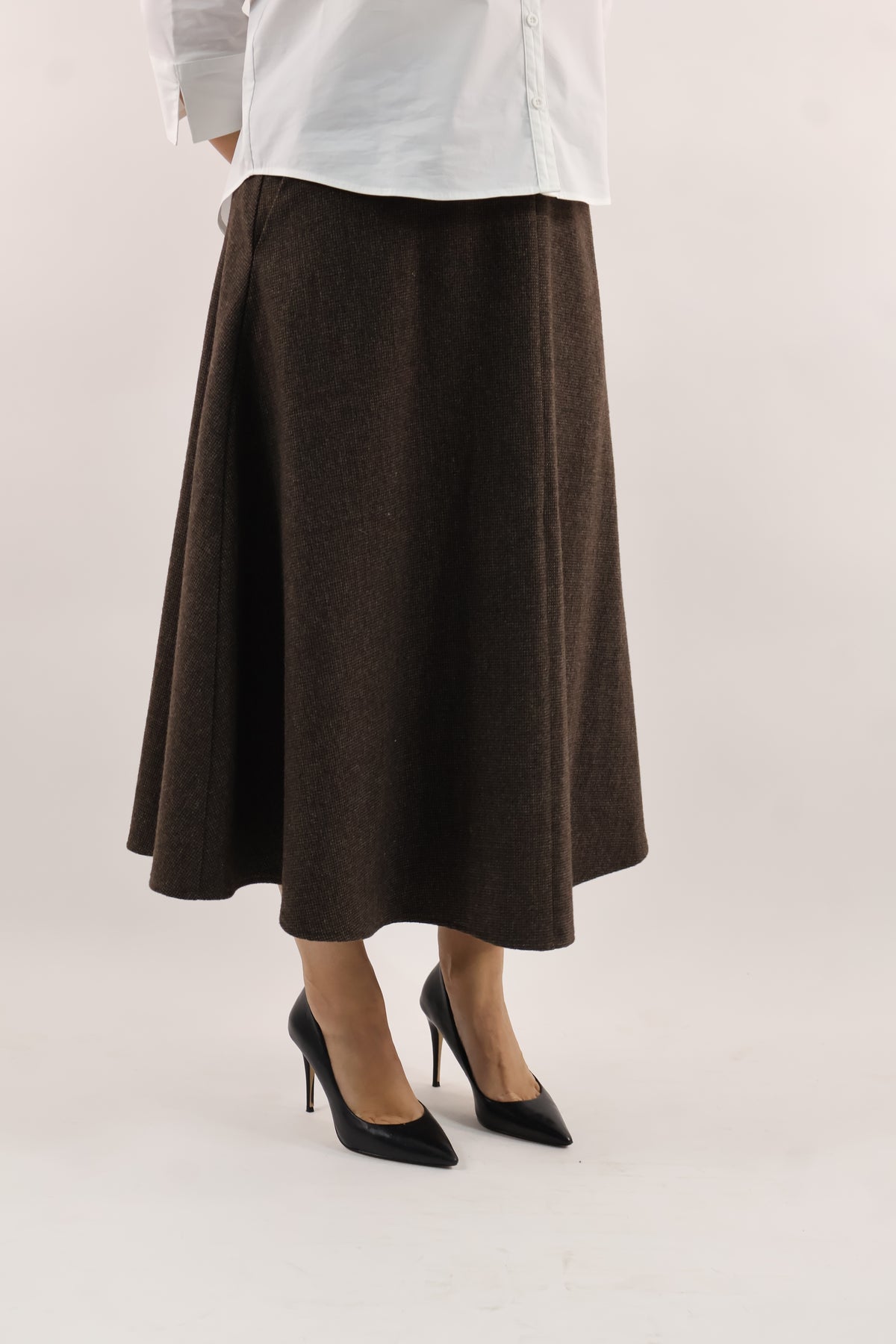 Wool Houndstooth Skirt
