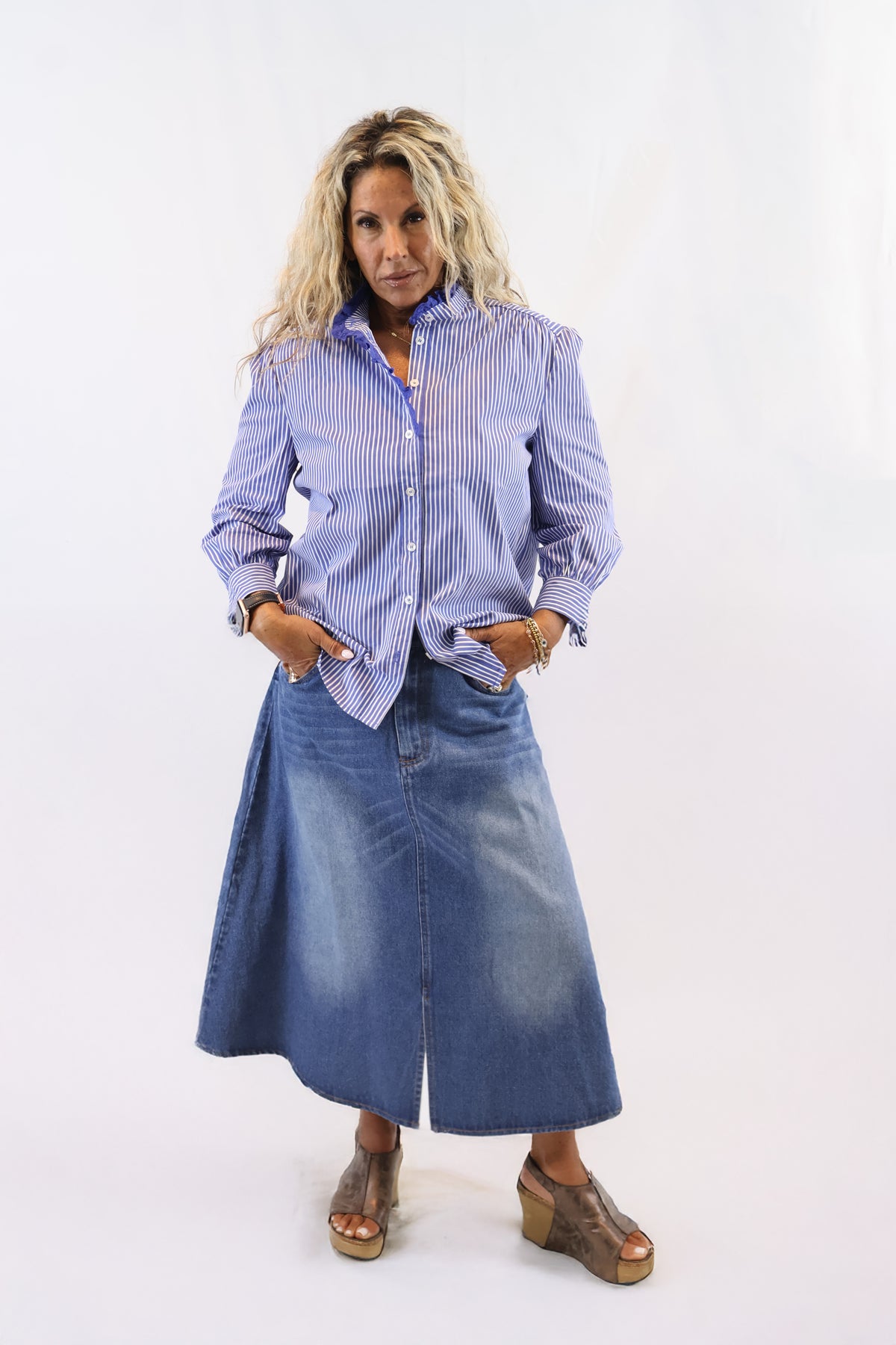Washed Denim Skirt
