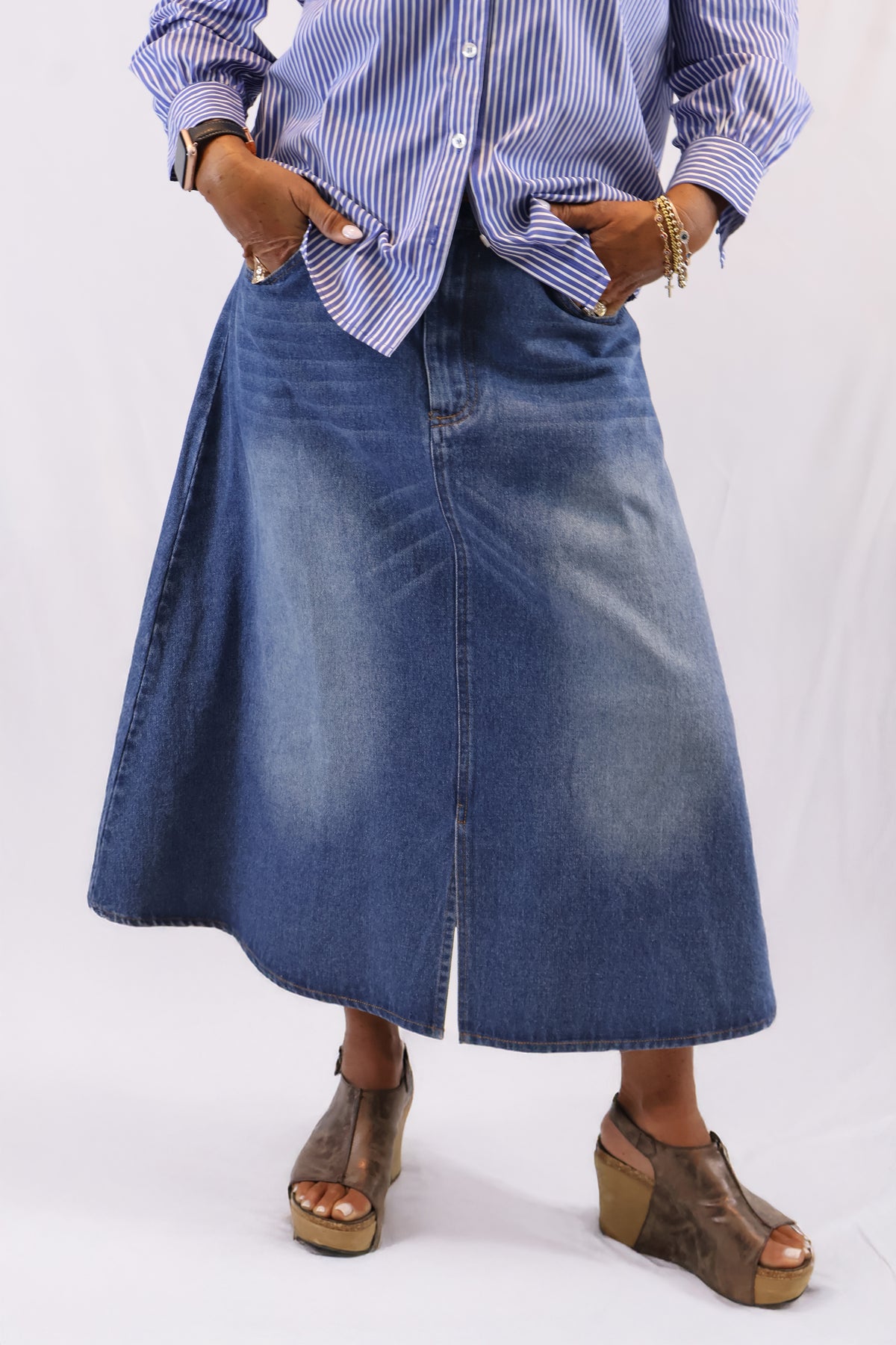 Washed Denim Skirt
