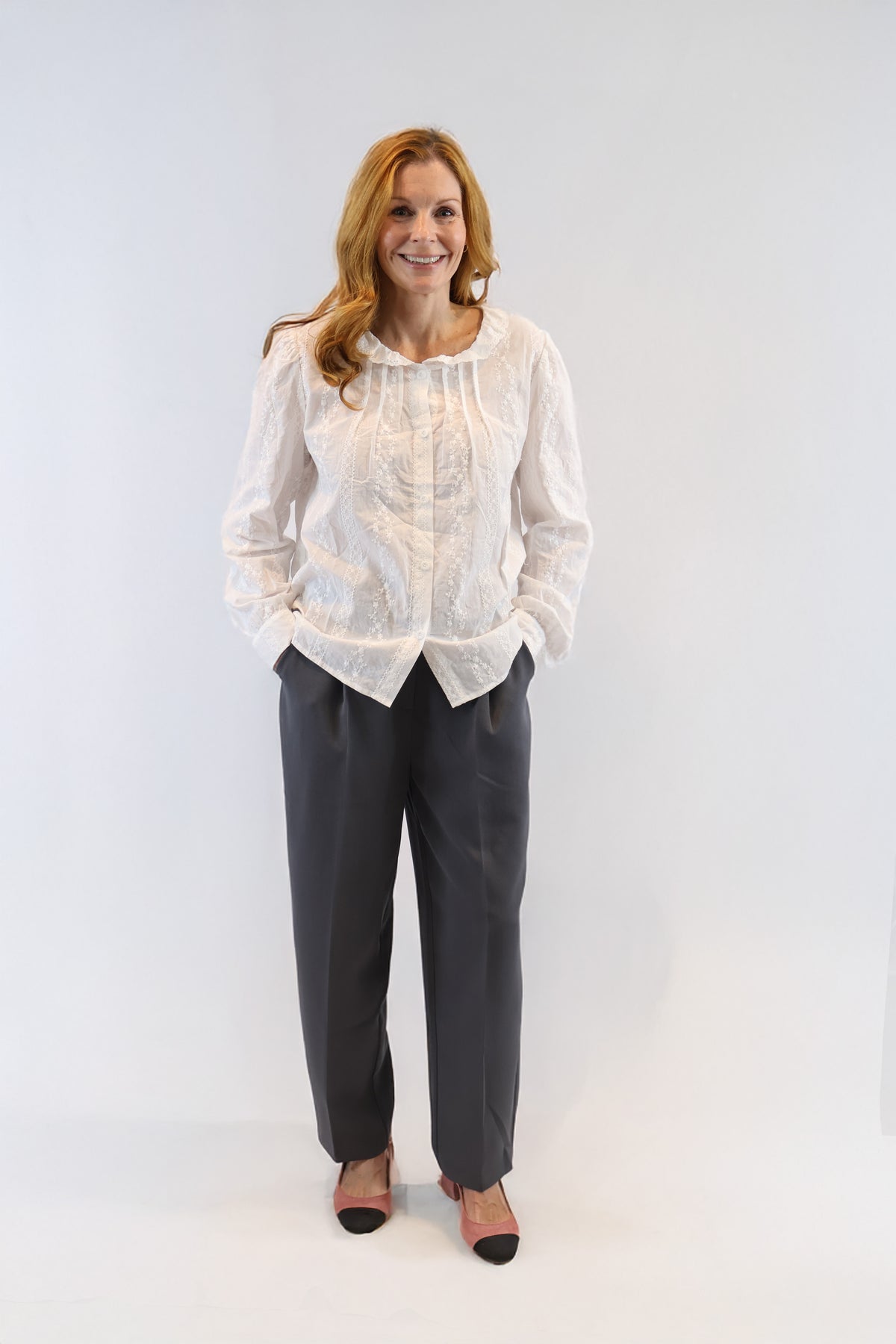 Pintuck Ruffle Collar Shirt