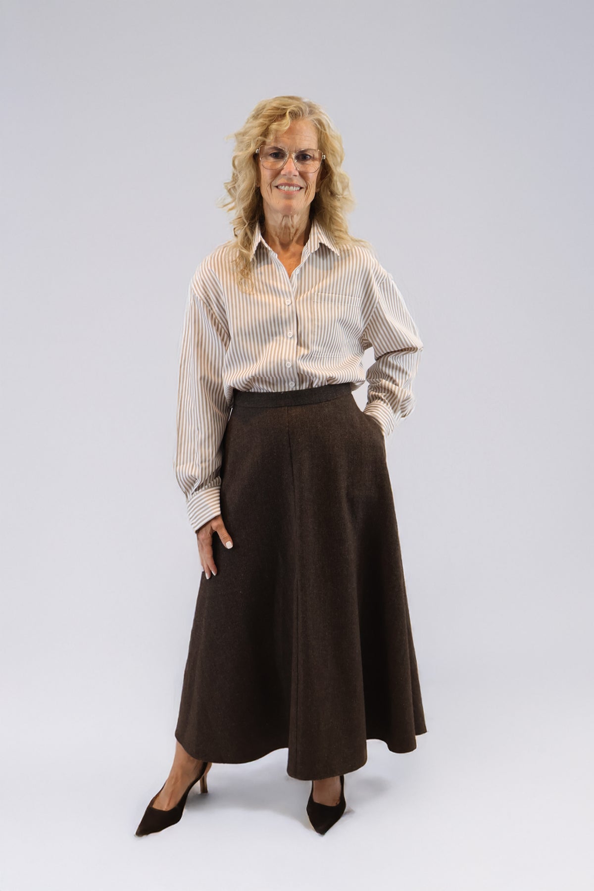 Wool Houndstooth Skirt